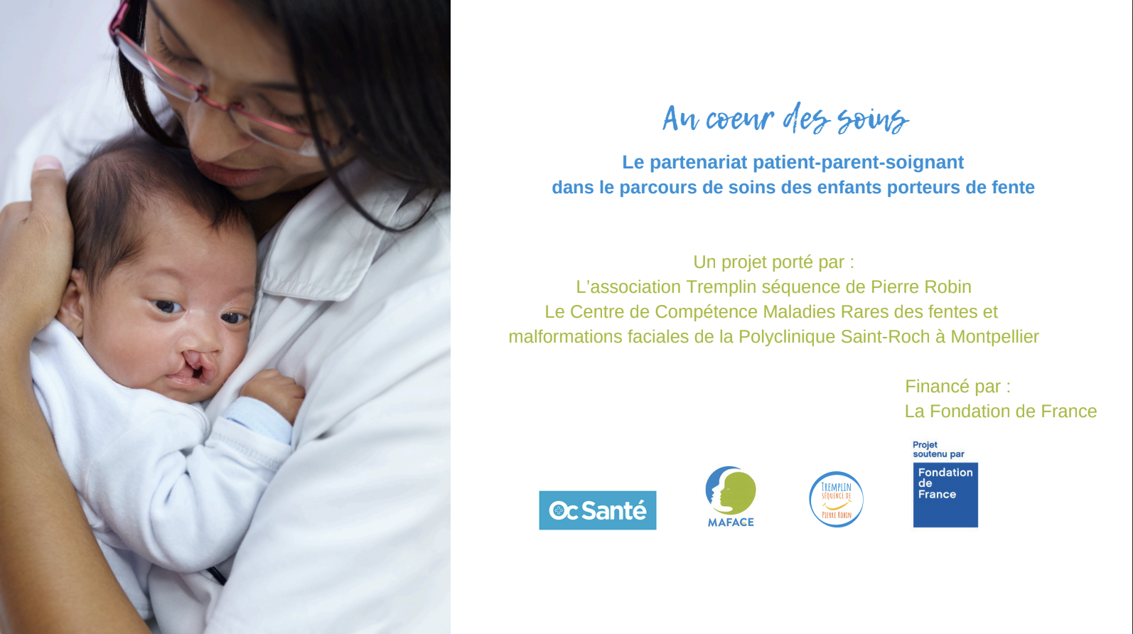 Un parent tenant son nouveau-né porteur d’une fente